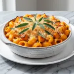 fall pumpkin sage baked mac and cheese - featured image