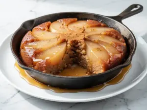 fall spiced pear upside-down cake - featured image