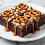 Football Game Day Salted Caramel Pretzel Brownie Bars - featured image
