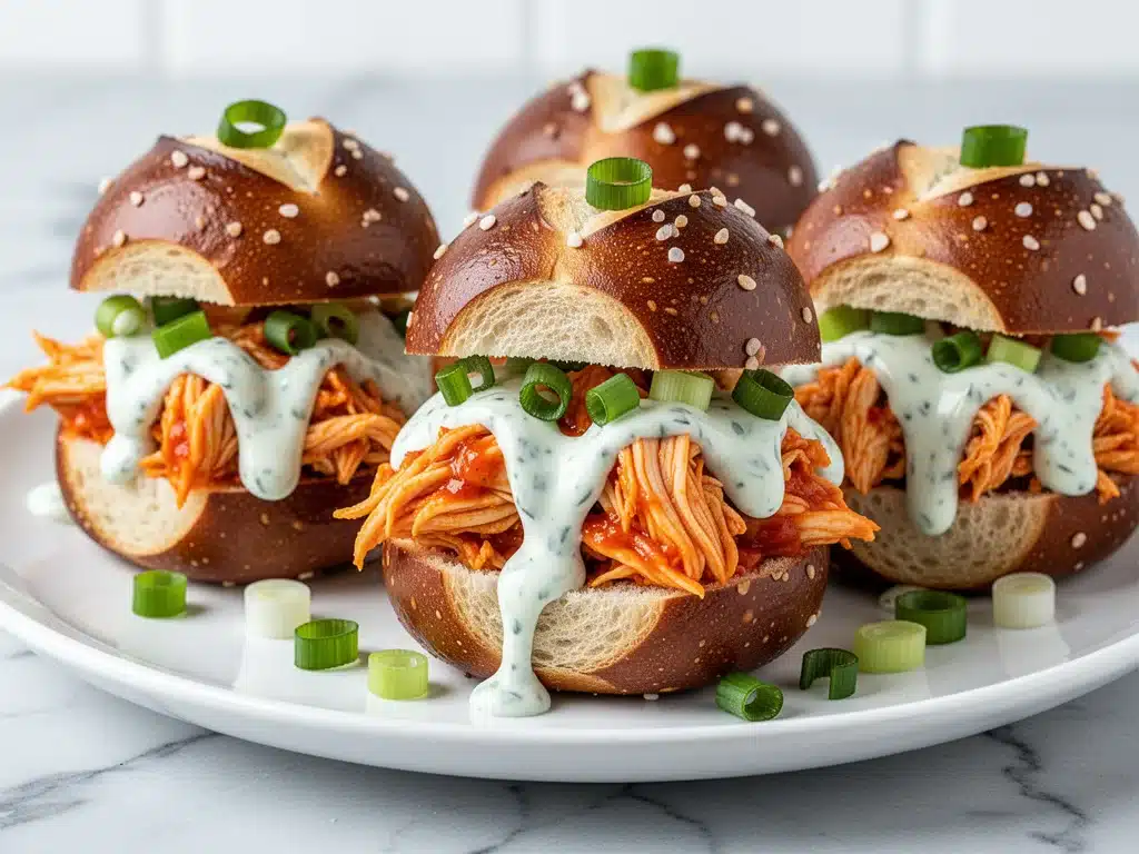 Football Party Buffalo Chicken Pretzel Sliders - featured image