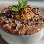 high-protein chocolate peanut butter overnight oats - featured image