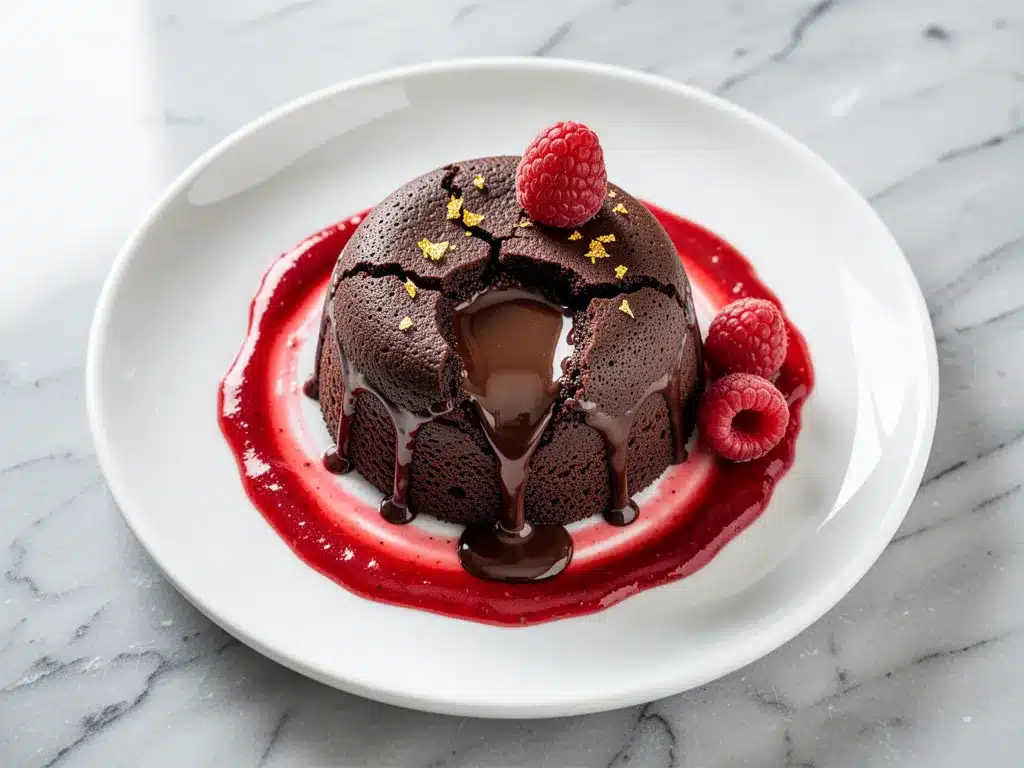 Restaurant-Style Molten Chocolate Lava Cake with Raspberry Coulis 4 molten chocolate lava cake preparation steps