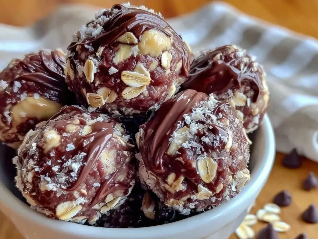 no-bake chocolate peanut butter protein balls - featured image
