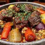 slow cooker beef and barley stew - featured image
