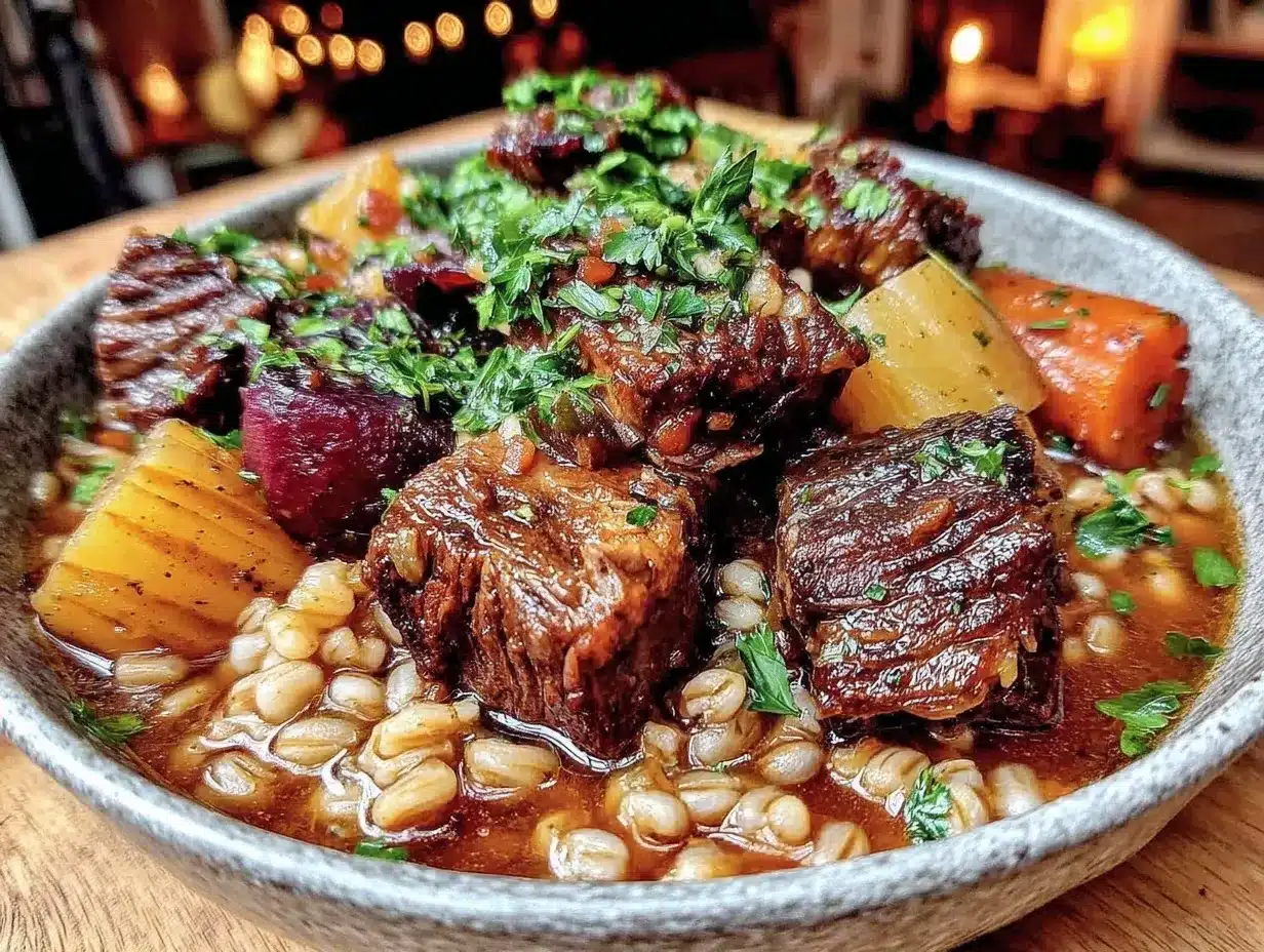 Slow Cooker Beef and Barley Stew: Easy Campfire Meal 4 slow cooker beef and barley stew preparation steps