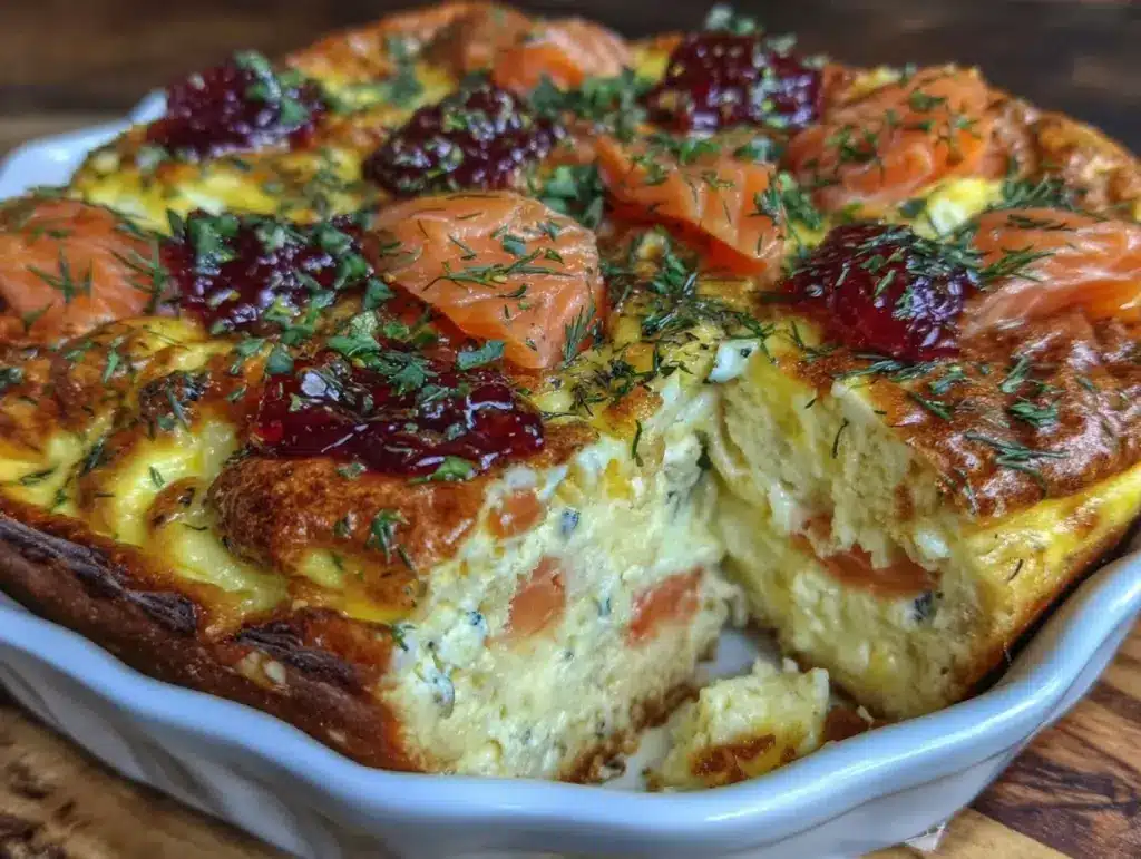 smoked salmon and dill egg casserole - featured image