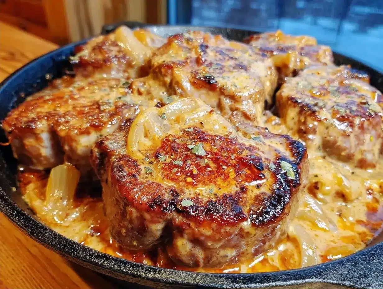 Smothered Pork Chops with Creamy Onion Gravy: Grandmas Best Cozy Dinner 4 smothered pork chops with creamy onion gravy preparation steps