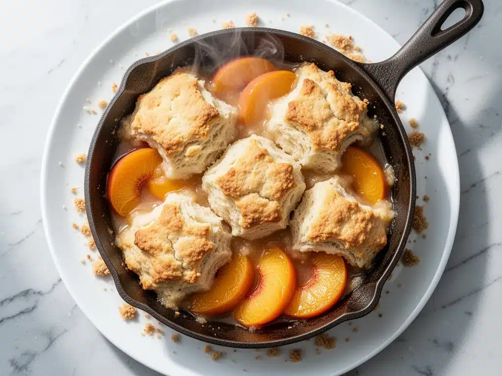 Southern Peach Cobbler: 15 Min Butter Drop Biscuit Topping 4 Southern peach cobbler preparation steps