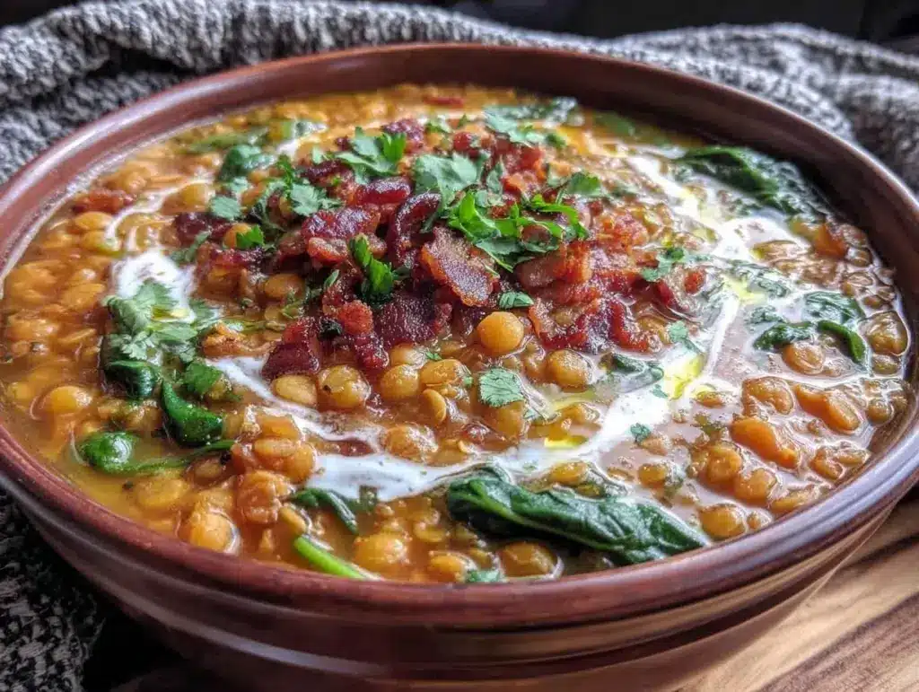 vegan coconut curry lentil soup - featured image